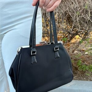 Amanda Smith Black Shoulder Bag with Silver-Tone Frame